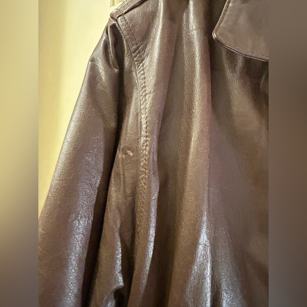 Repertoire Vintage Brown Leather Bomber Jacket - Picture 3 of 16